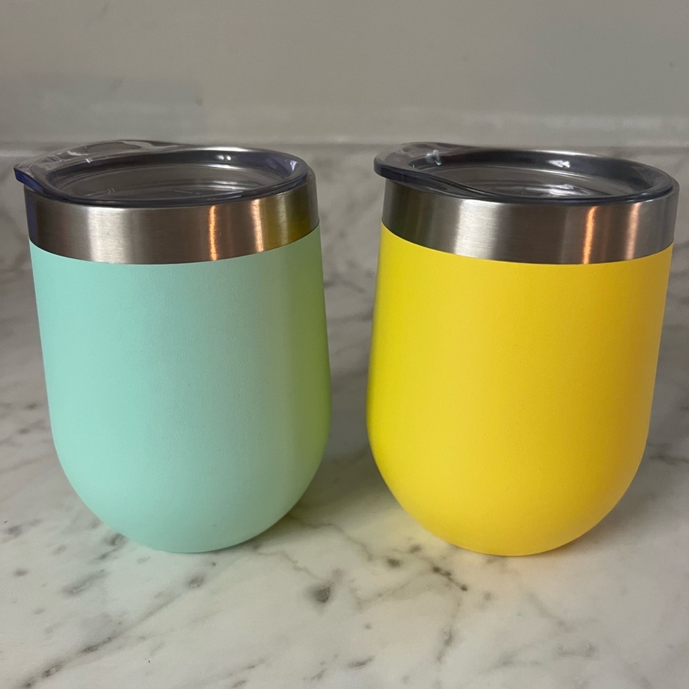 Stainless Steel Insulated Tumblers - Yellow and Aqua